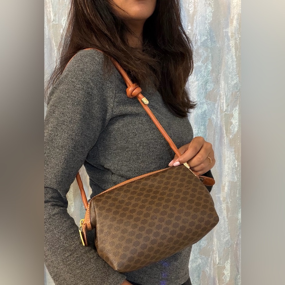 Authentic vintage Celine Macadam clutch on strap - Picture 1 of 15